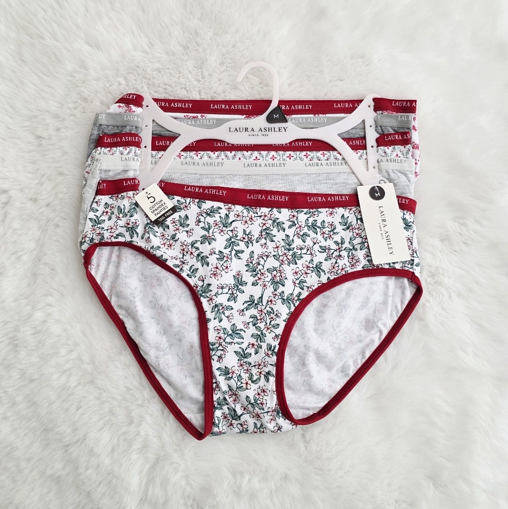 LAURA ASHLEY⚘️5-PACK COTTON SPANDEX PANTIES SIZE M